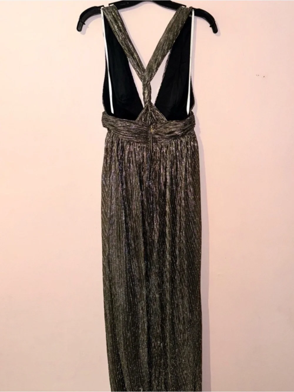 Lulu's Looking Radiant Black Gold Metallic Cocktail Maxi Dress Size S NWT!